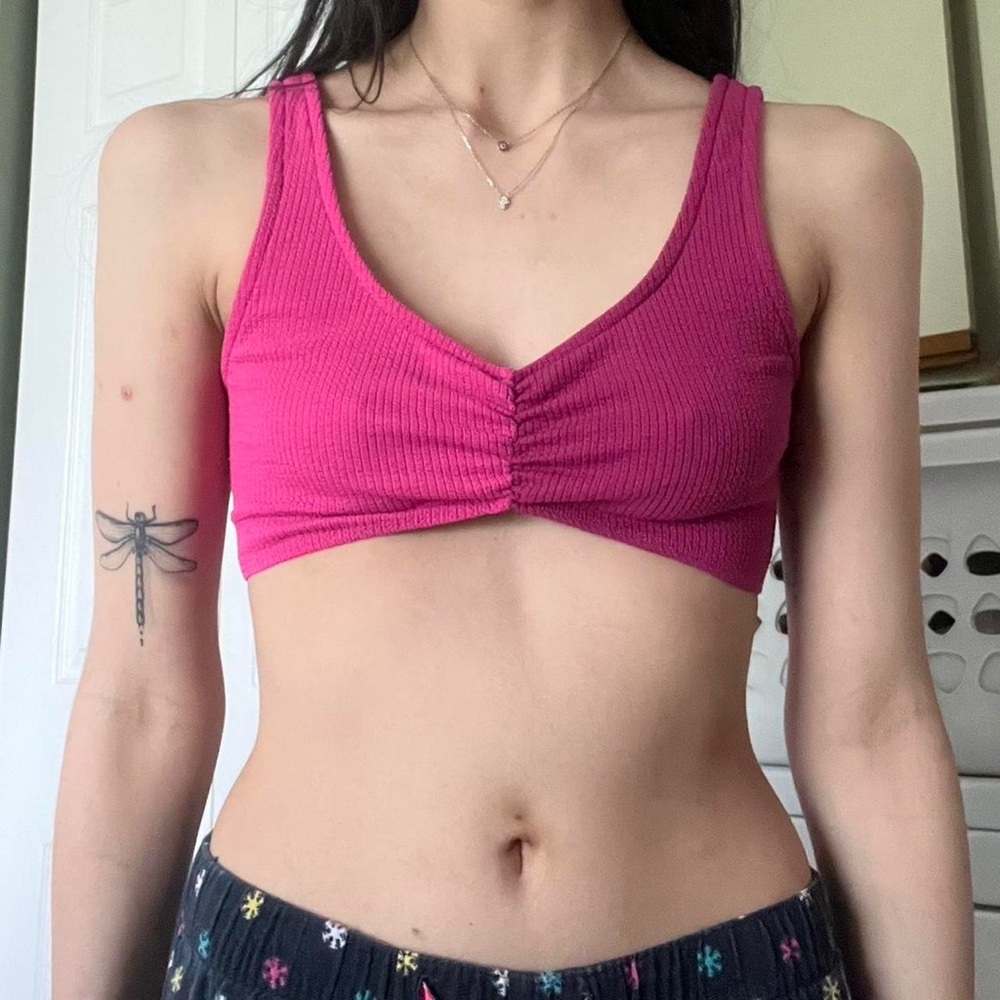 Wild Fable Fuchsia Ribbed Cropped Top